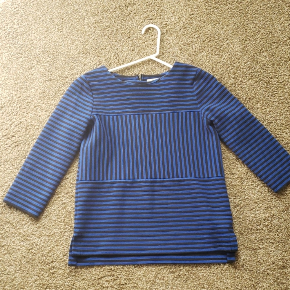 Madewell Blue and Black Striped Top